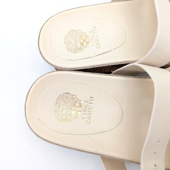 Vince Camuto Freoda Double Buckle Platform Slide Sandals Cream Size US9M EU40 - Picture 10 of 10